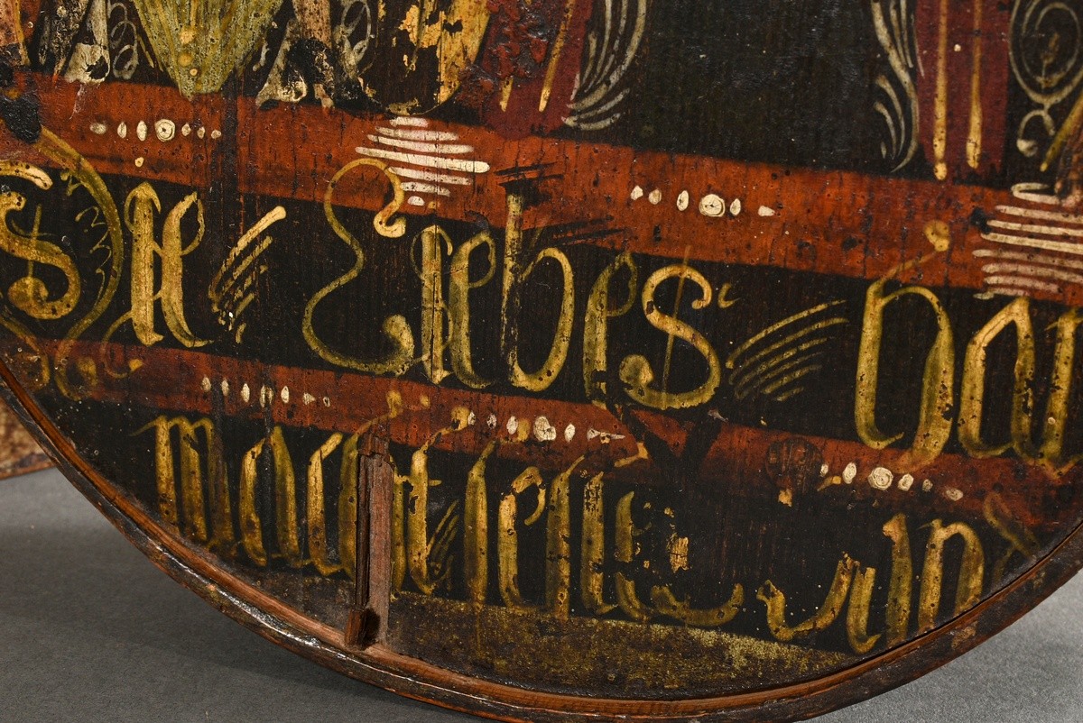 Antique bonnet box "Liebespaar" and inscription "Die Liebes Hand macht ...", 18th century, chipwood - Image 9 of 9