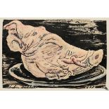 Hüther, Julius (1881-1954) 'Pig's Head' 1947, ink/gouache/colour pencil, sign./dat., mounted on pap