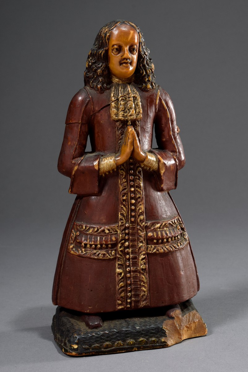 Votive figure "Pious Founder", wax coloured, South German 17th century, h. 24,5cm, defective, forme