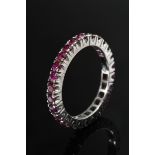 White gold 585 memory ring with rubies (together approx. 1.30ct), 3.2g, size 55