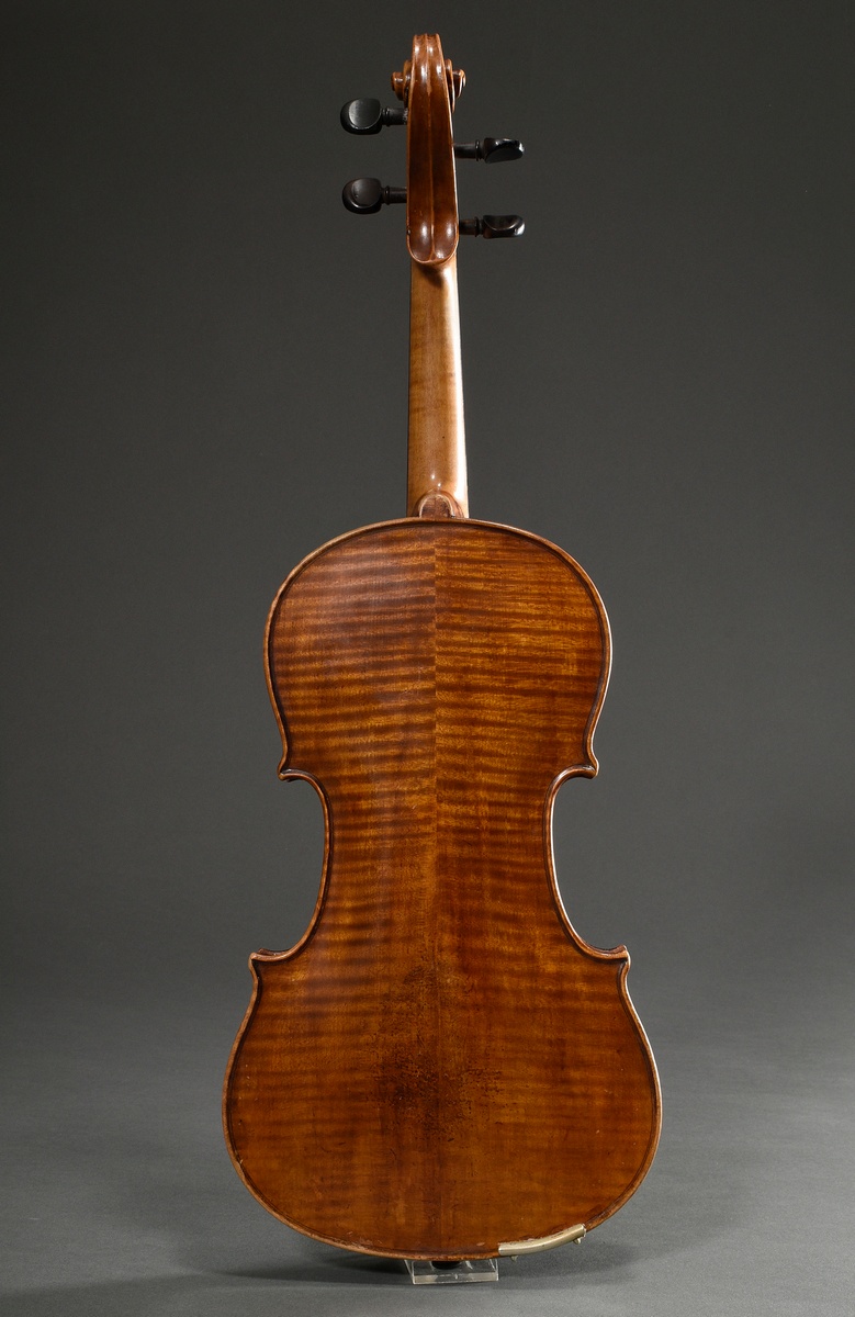 German violin, probably Saxony, c. 1900, without label, split and slightly flamed back, ready to pl - Image 3 of 12