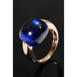 Doris Gioielli rose gold 750 ring with synthetic blue spinel cabochon (13,5x14mm), signed, 9,4g, si