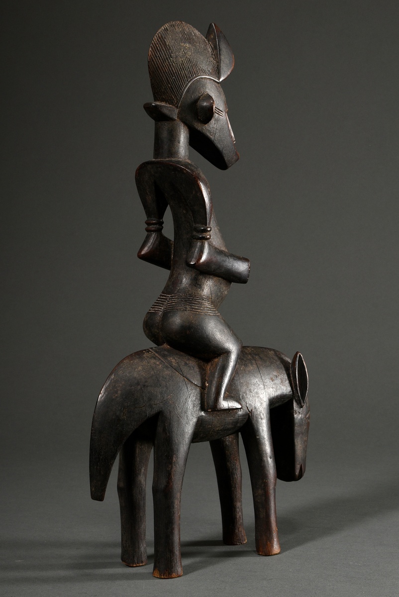 Equestrian figure in Senufo style, West Africa/ Ivory Coast, 2nd half 20th c., h. 44cm, signs of ag - Image 6 of 13