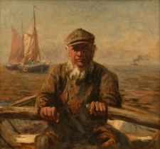 Krause-Wichmann, Eduard (1864-1927) "Old sailor", oil/canvas on cardboard, sign. l.l., verso inscr.