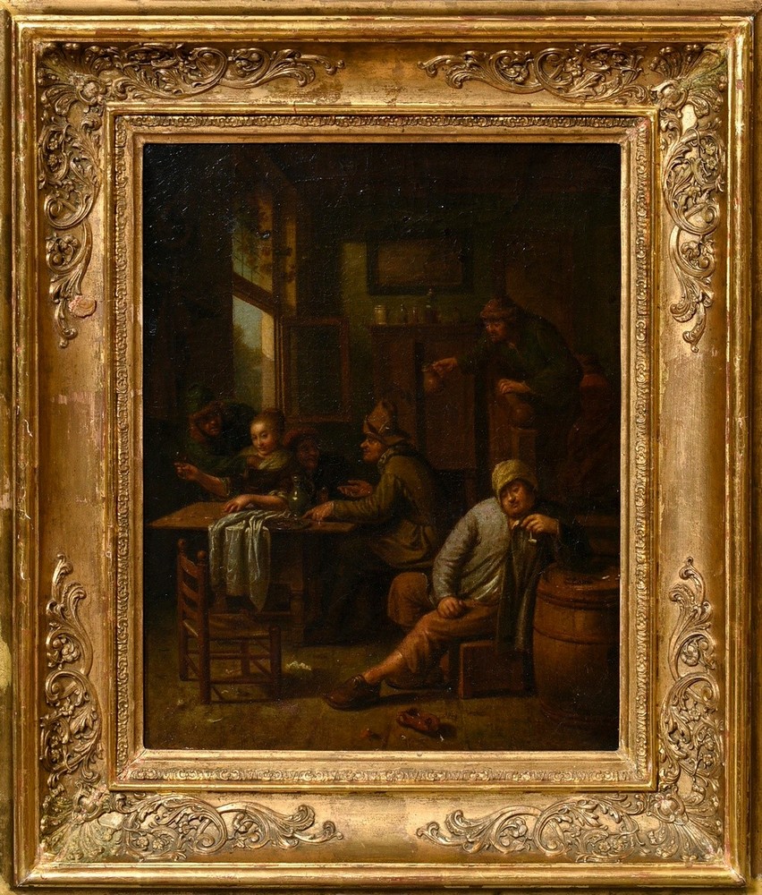 Unknown Dutch master of the 17th/18th c. 'Inn or Pleasure House Scene', in the manner of Egbert van - Image 2 of 18