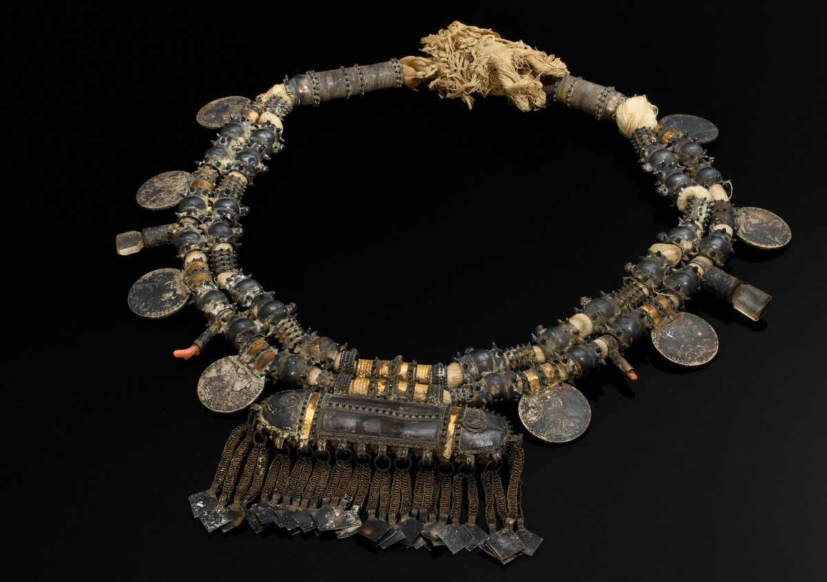 2 Various necklaces "Hirz" or "Sumpt", Oman Wahiba sand Bedouins, large spiked beads with Maria The - Image 10 of 14