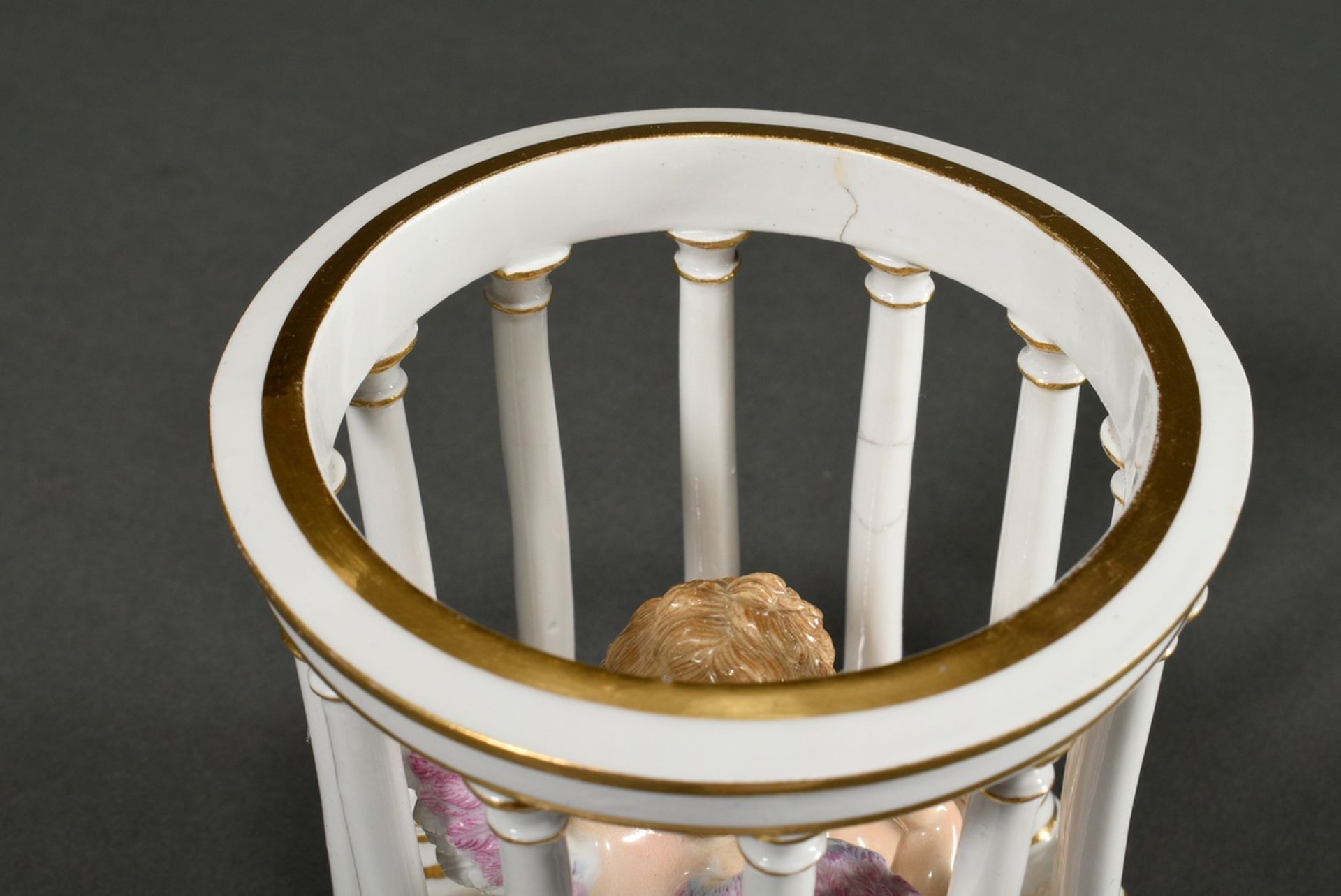 Meissen figurine "Cupid in a cage", bottom signed, bosier no.: 101, model no.: H. 95, h. 12cm, Ø 11 - Image 4 of 8