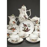 21 Pieces Meissen service with polychrome "Bird and Insects" painting on Ozier relief, c. 1750, con