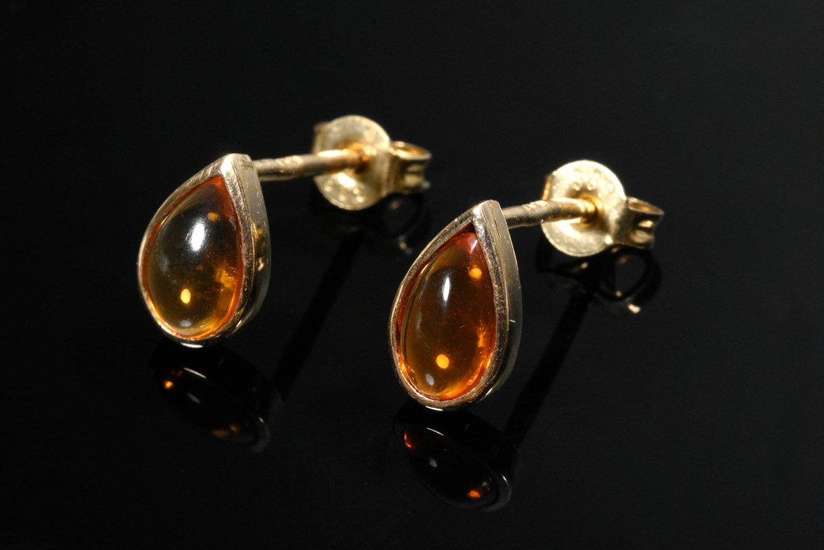 5 Pieces of yellow gold 585 jewellery with moonstones, tourmalines, kyanite and fire opals: necklac - Image 3 of 4