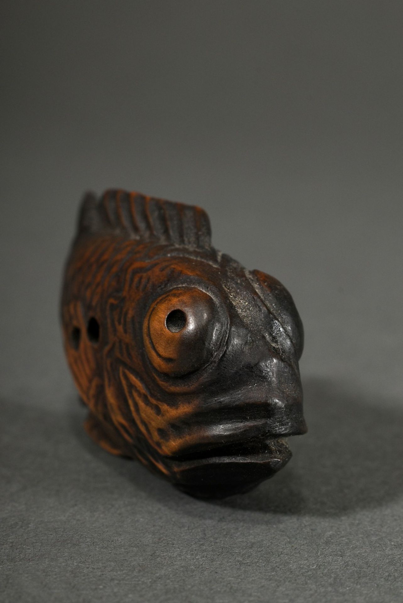 Boxwood netsuke "Akodai fish" in powerful carving, sign. Mitsuyuki 光之, Japan 2nd half 19th century, - Image 3 of 5
