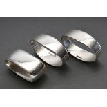 3 Schlichte ovale ungravierte Serviettenringe, Silber 925, 80g, 5x2-5,5x3,5cm
