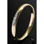 Oval smooth yellow gold 750 hinged bangle with brilliant-cut diamonds (approx. 1.20ct/VSI/TW) set i