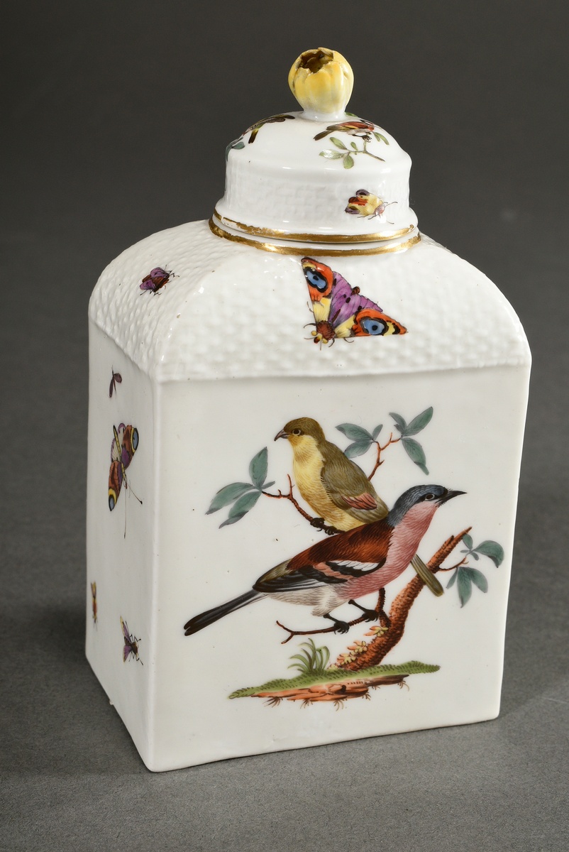 21 Pieces Meissen service with polychrome "Bird and Insects" painting on Ozier relief, c. 1750, con - Image 18 of 27