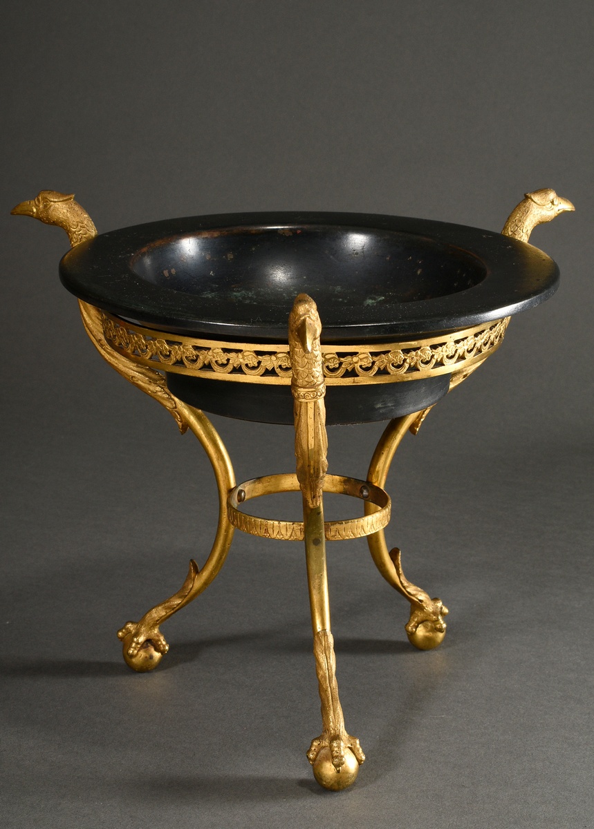 Empire centrepiece with fire-gilt bronze frame of 3 eagle heads and eagle mounts on spheres and ope - Image 2 of 13