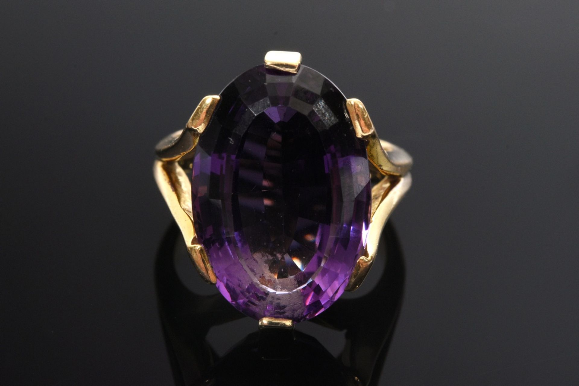 Gelbgold 750 Ring mit facettiertem Amethyst (ca. 10ct), 10g, Gr. 52,5 - Bild 3 aus 3