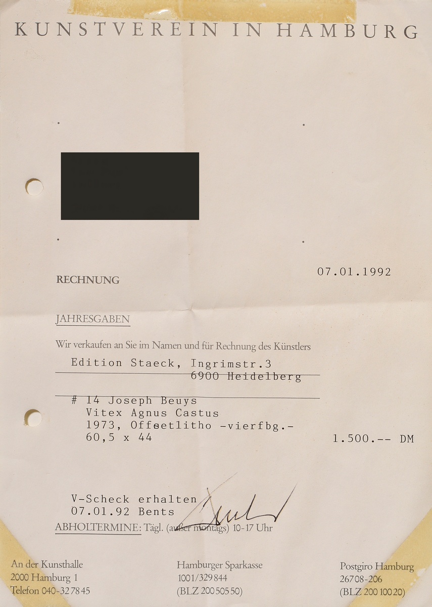 Beuys, Josef (1921-1986) ‘Vitex Agnus Castus’ 1973, colour offset, 915/1000, sign./num. below, with - Image 5 of 5
