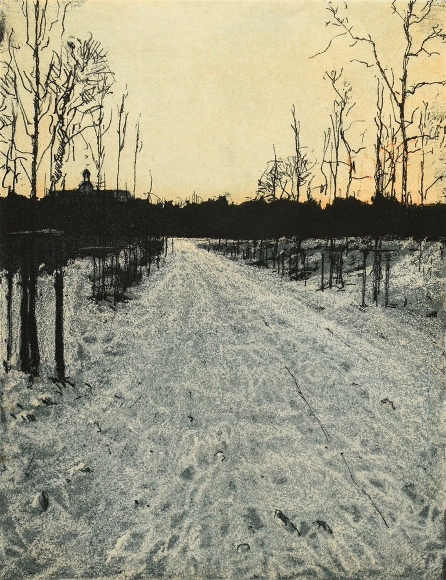 Anderson, Friedel (*1954) ‘Tree avenue Gottorf' 2002, colour etching, 39/150, sign./num. below, 24.