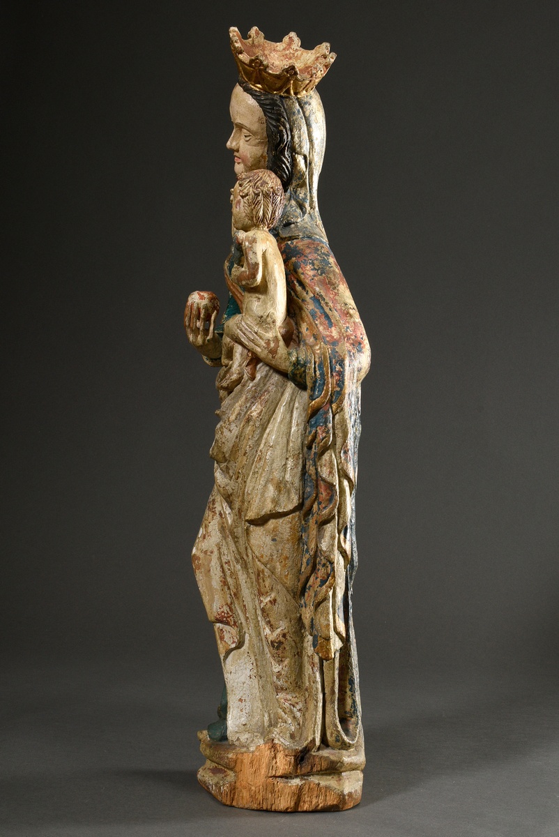 Rural "Madonna and Child" in late Gothic style, standing on an octagonal base, Madonna with crown a - Image 6 of 19
