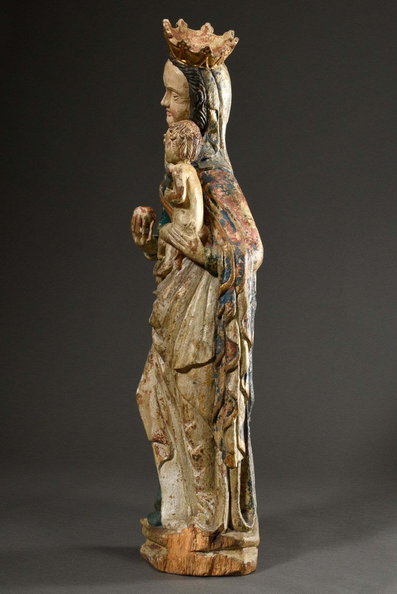 Bäuerliche "Muttergottes mit Kind" im spätgotischem Stil, auf oktogonaler Basis stehende Madonna mi - Bild 6 aus 19