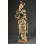 Rural "Madonna and Child" in late Gothic style, standing on an octagonal base, Madonna with crown a