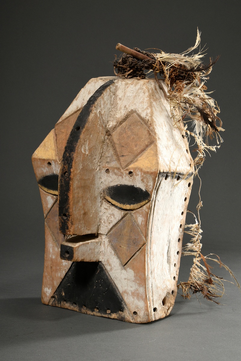 Small and rare Kifwebe mask of the Luba, Central Africa/ Congo (DRC), wood with traces of kaolin an