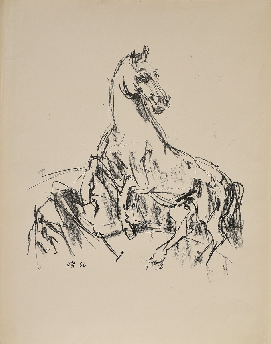 Kokoschka, Oskar (1886-1980) "Pferde" 1962, Lithographie, u. i. Stein monogr./dat., Griffelkunst, B