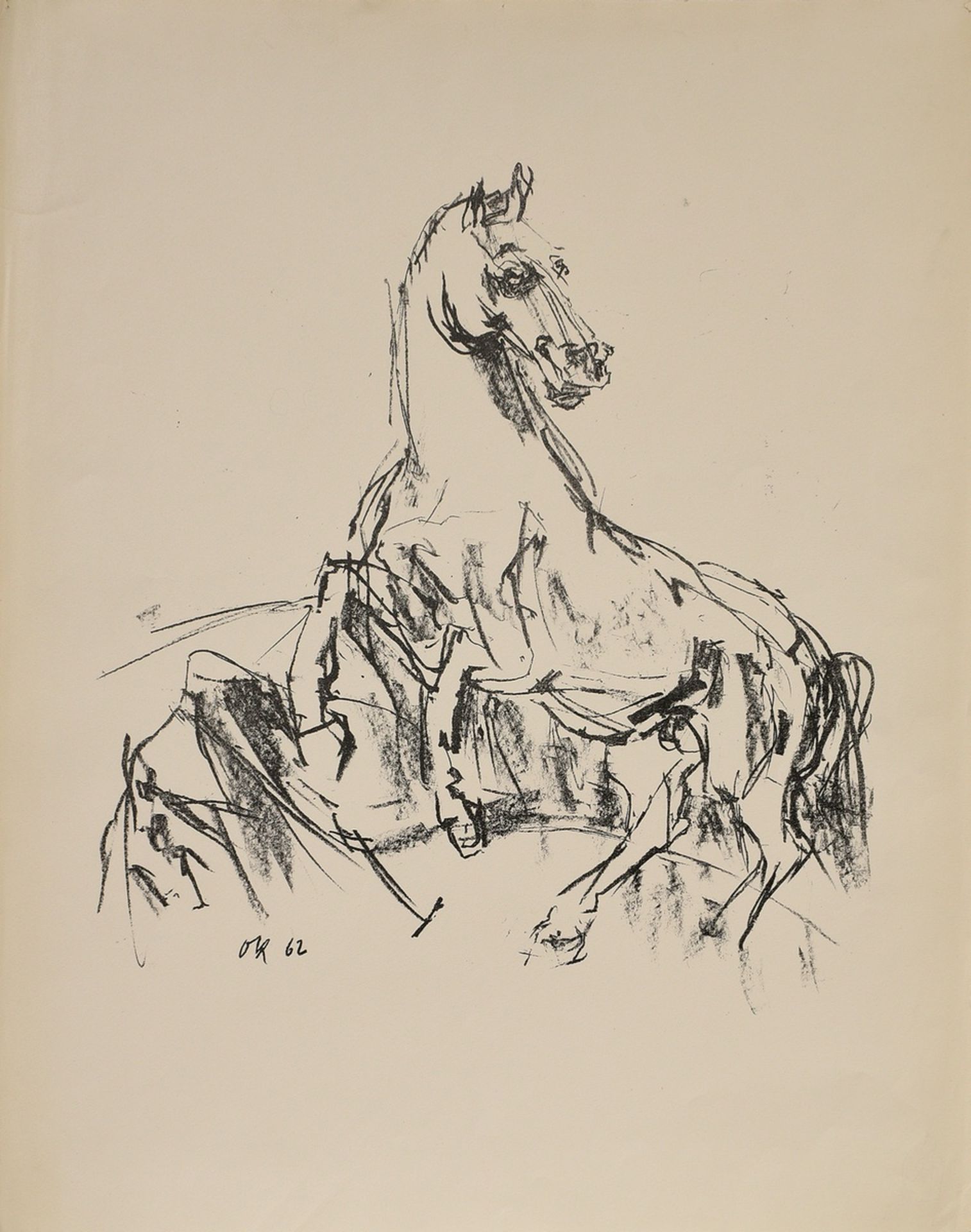 Kokoschka, Oskar (1886-1980) 'Horses' 1962, lithograph, monogr./dat. in stone, Griffelkunst, SM 62.