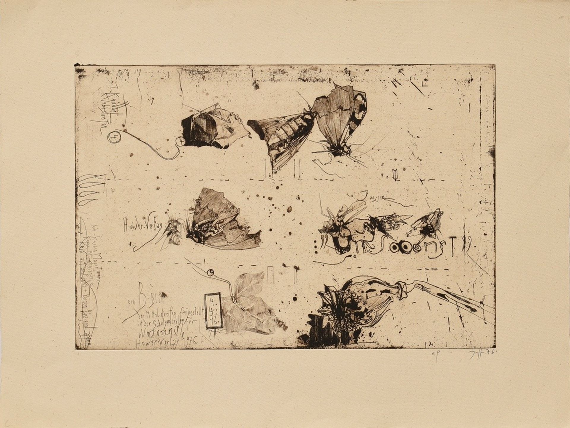 Janssen, Horst (1929-1995) ‘Umsooonst’ 1976, etching, proof, b. sign./dat./inscr., sign./dat./inscr - Image 2 of 3