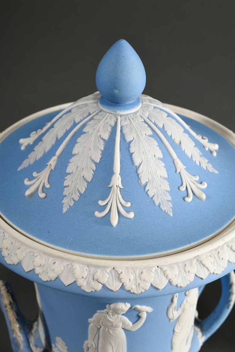 2 Various pieces of Wedgwood Jasperware with classic bisque porcelain reliefs on a light blue groun - Image 2 of 9