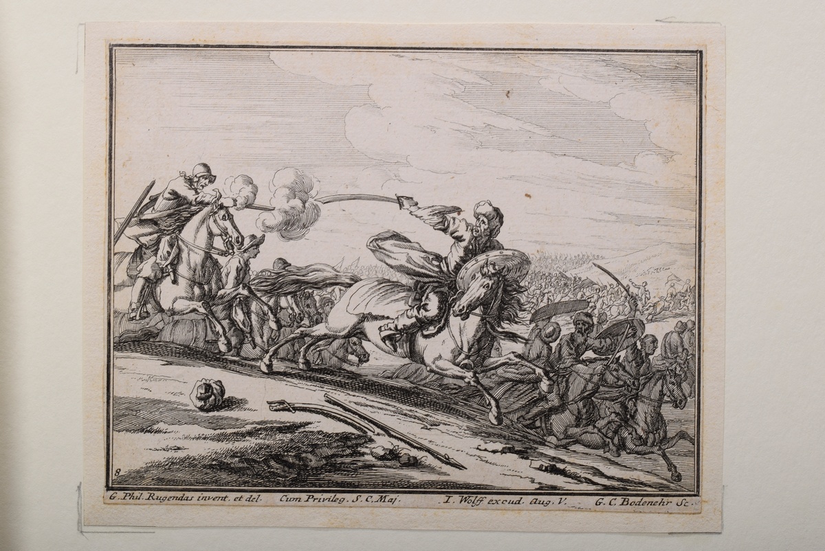 12 Rugendas I, Georg Philipp (1666-1742) "Reiterschlachten", Kupferstiche, gestochen von Georg Conr - Bild 5 aus 14