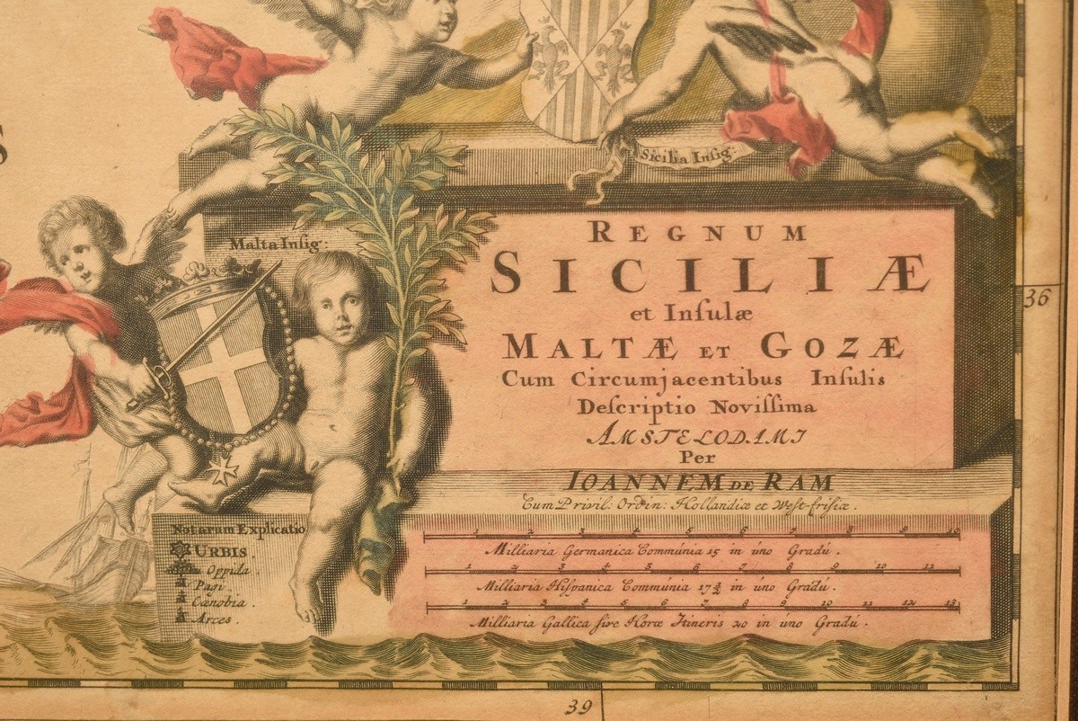 Ram, Johannes de (1648-1693) „Regnum Siciliae et Insulae Maltae et Gozae..." (Sizilien mit Malta un - Bild 3 aus 4