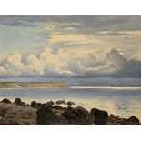 Foss, Harald Frederick (1843-1922) "Rocky coast under a high cloudy sky", oil/canvas, sign. b.r., 3