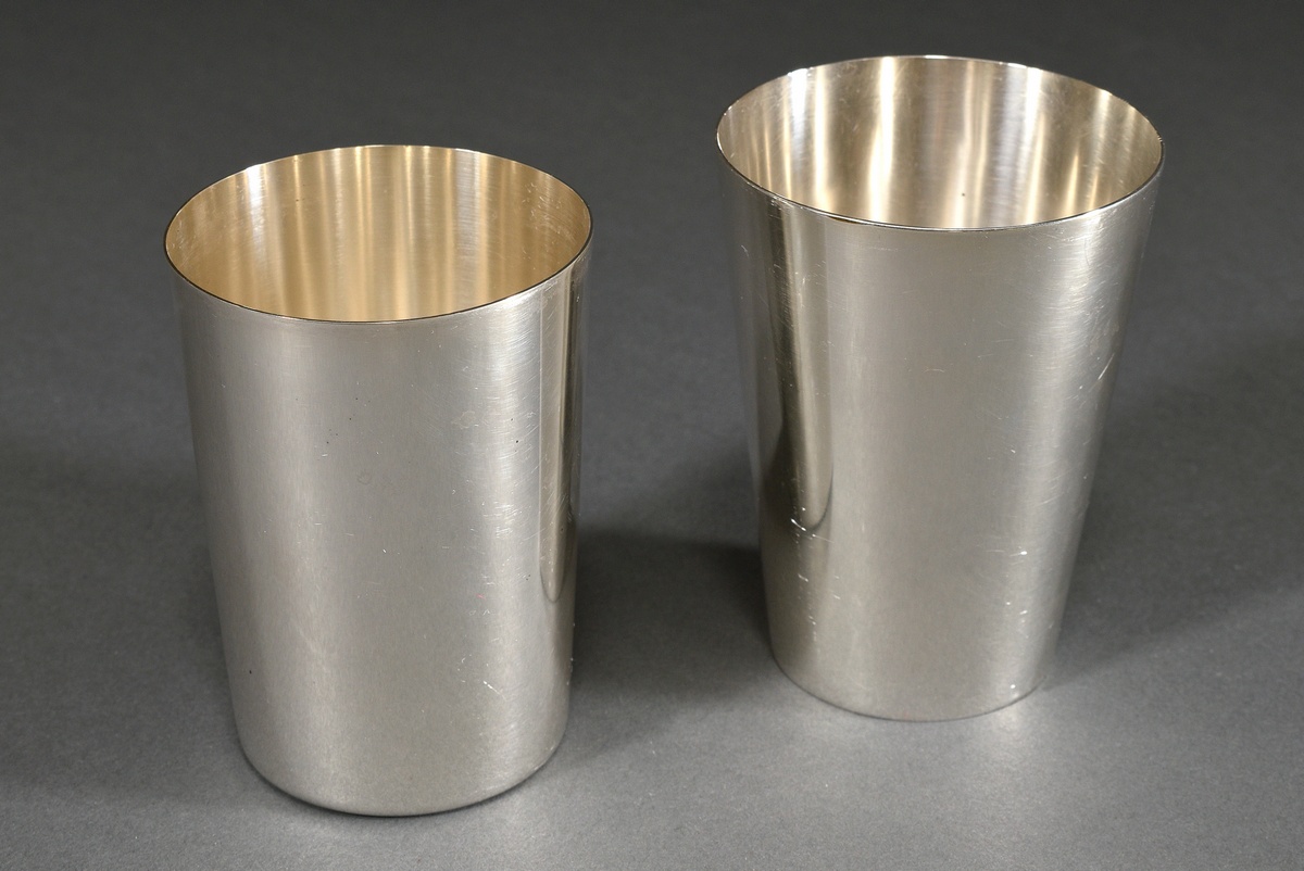 2 plain beakers, Wilkens, silver 800/835, total 286g, h. 9.5/10cm, min. rubbed - Image 2 of 5