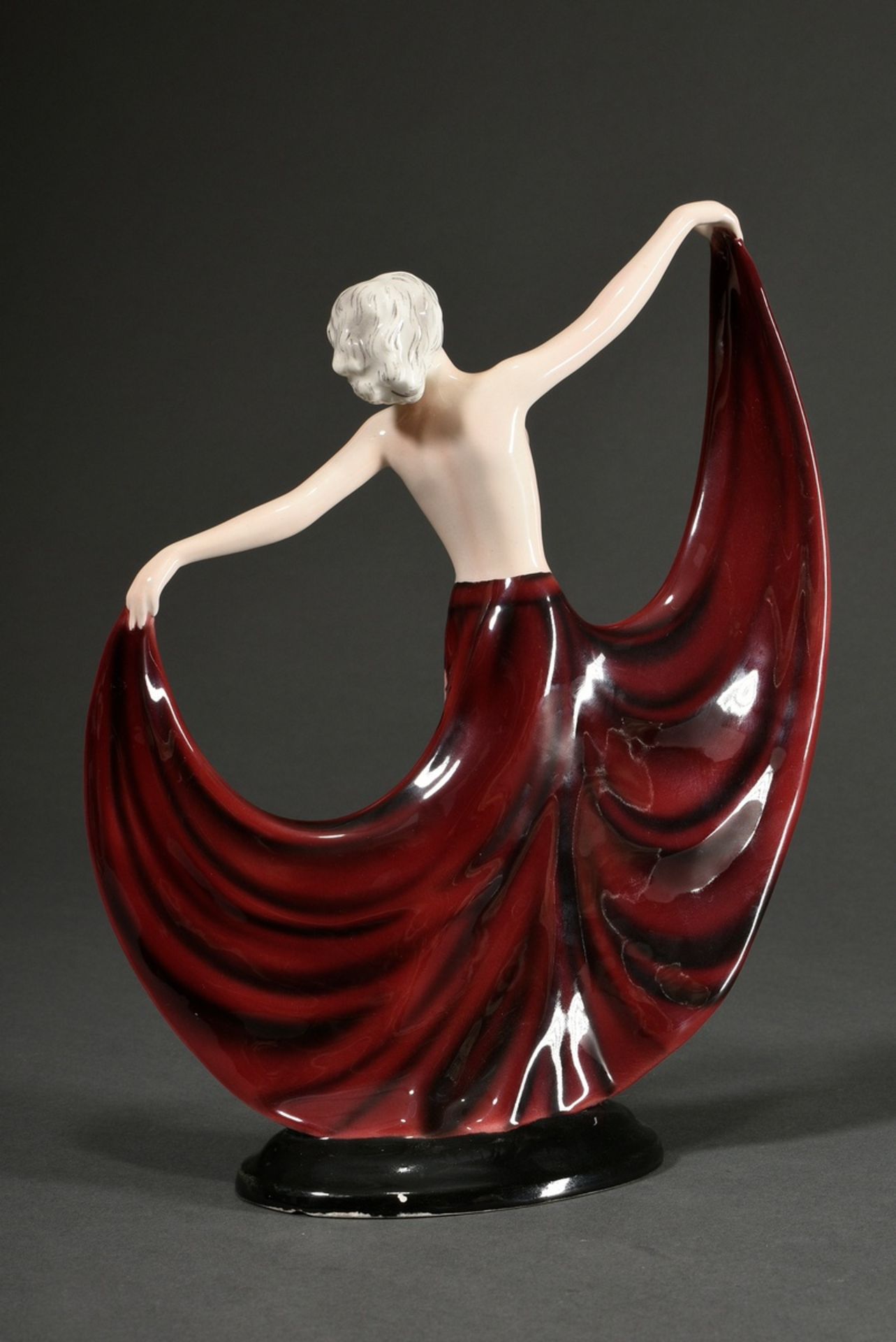 Goldscheider figurine ‘Dancer’, ceramic colour painted and glazed, on the base verso sign. ‘Lorenzl - Image 2 of 5