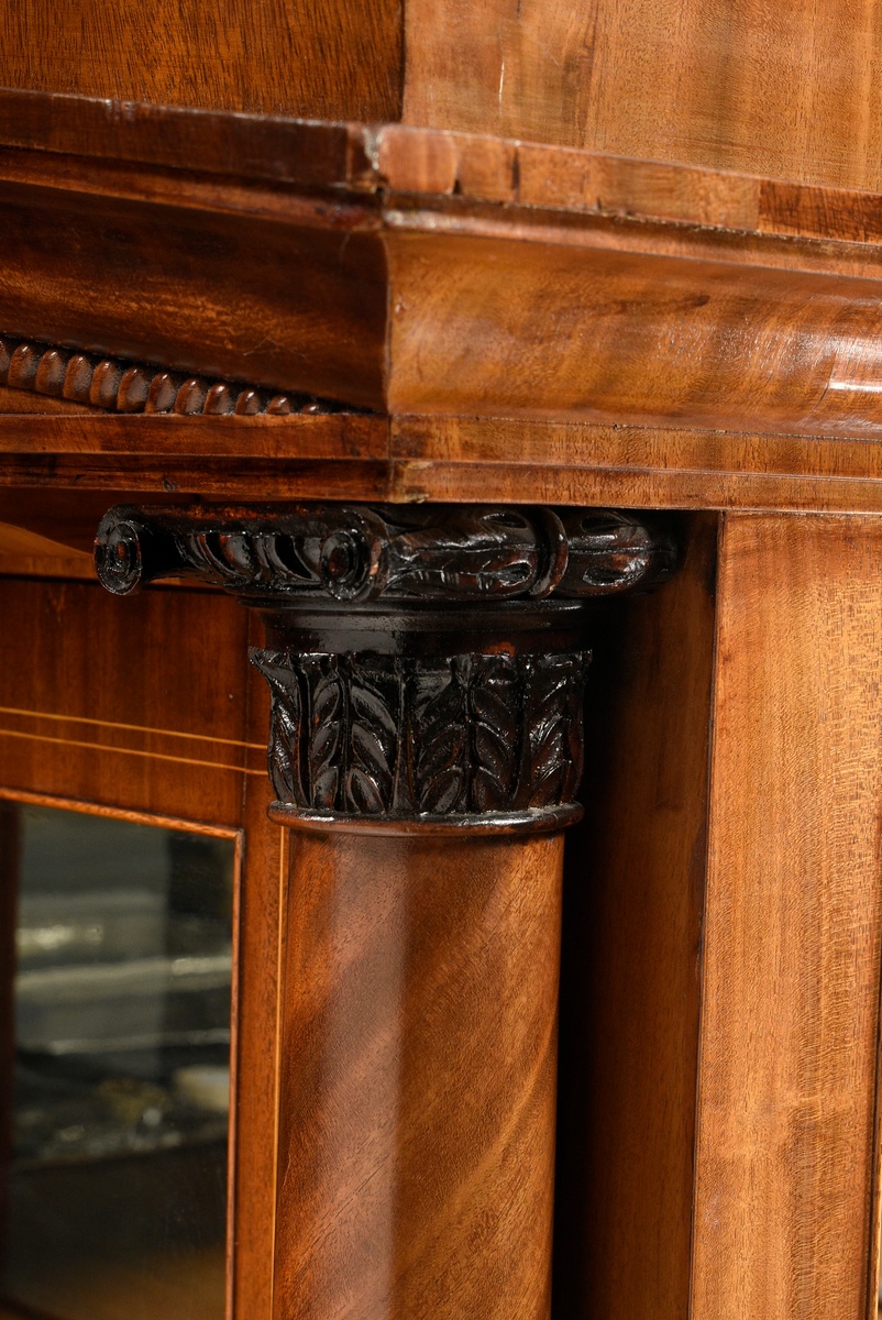 Biedermeier display cabinet in classical form, three-sided glazed body with full columns on the sid - Image 9 of 10