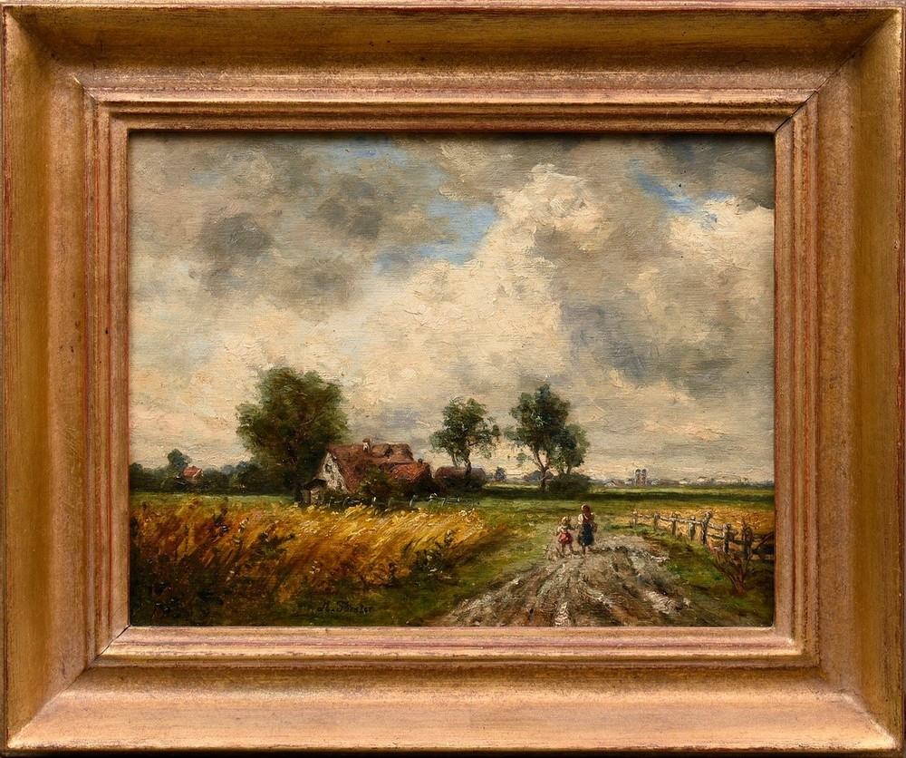 Förster, M. (painter of the early 20th century) "Landschaft mit Gehöft", oil/wood, signed a., 21,5x - Image 2 of 5