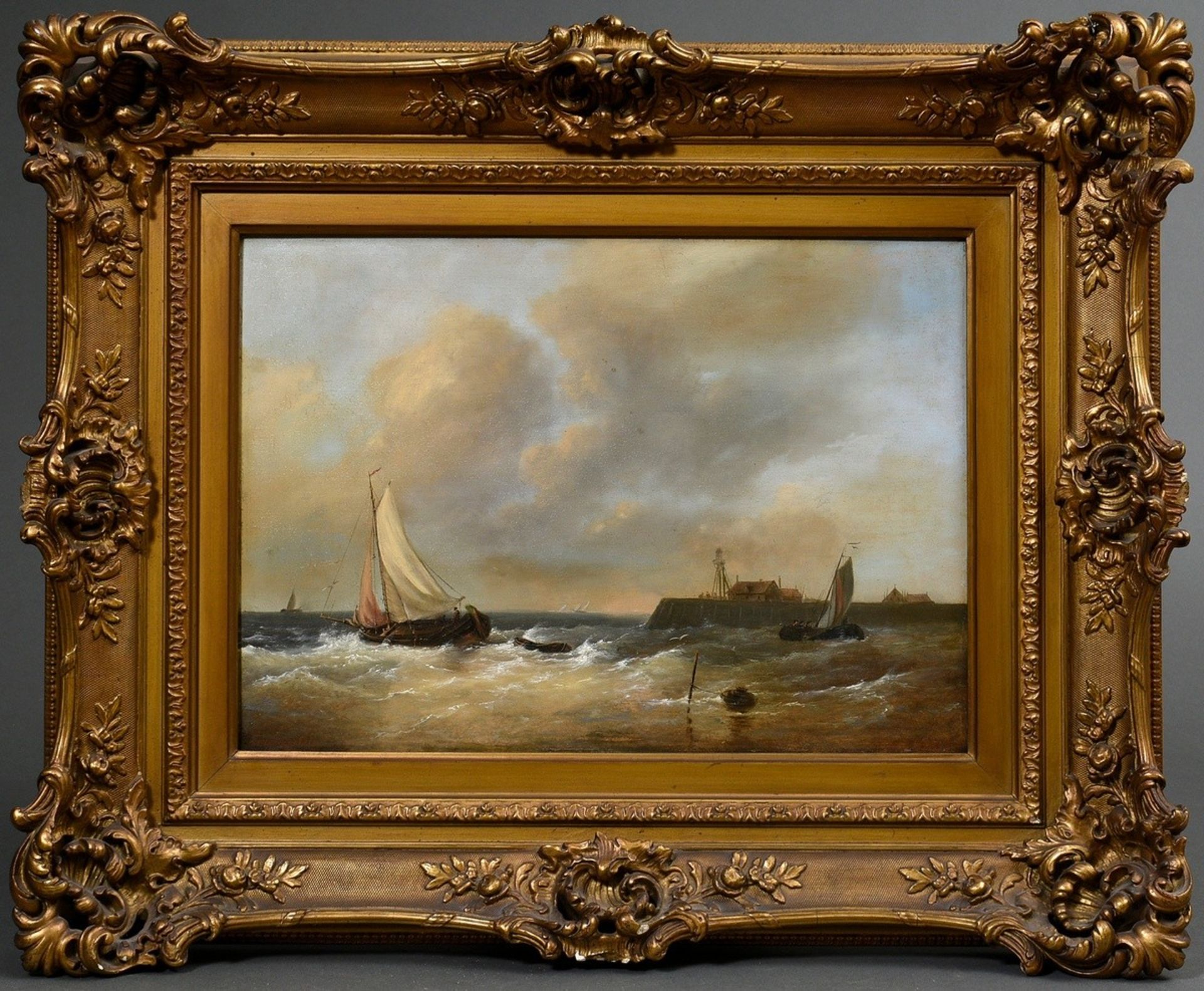 Hulk, Abraham I (1813-1897) "Two sailors in front of stormy coast" 1866, oil/wood, lower left signe - Image 2 of 8