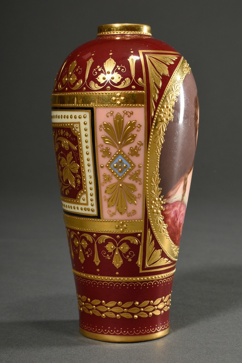 Baluster vase with polychrome painting, rich gold relief and flawless "Portrait of a lady: Mdm. Lav - Image 2 of 6