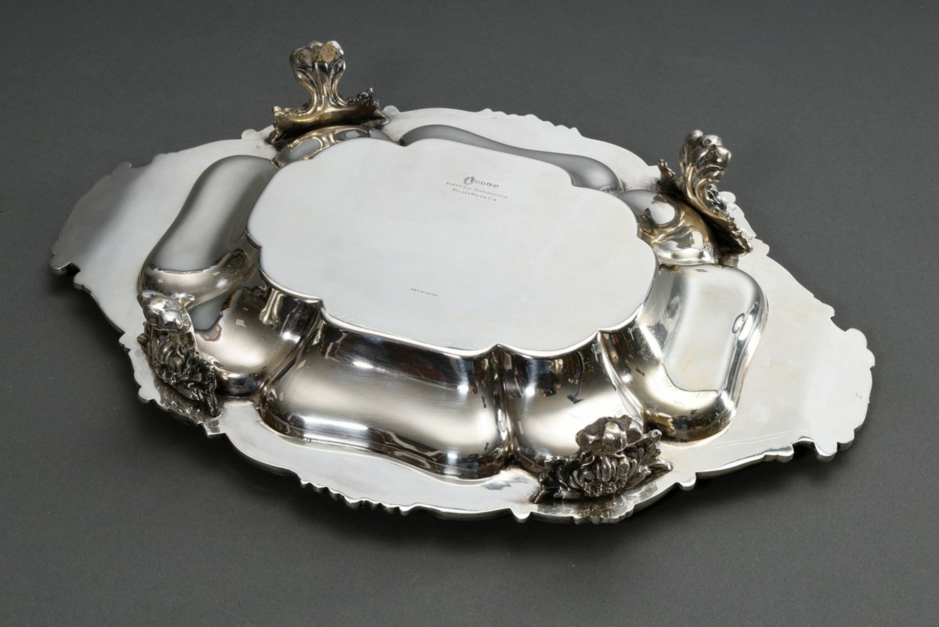 2 Various pieces of heavy tableware after an old model with sculptural ornamental rim on paw feet,  - Image 9 of 9