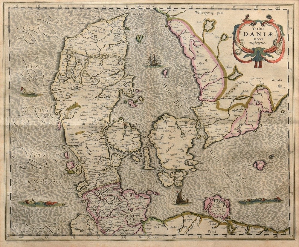 Hondius, Henricus II (1597-1651) „Totius Daniae nova Descriptio“ (Dänemark und die Südküste Schwede