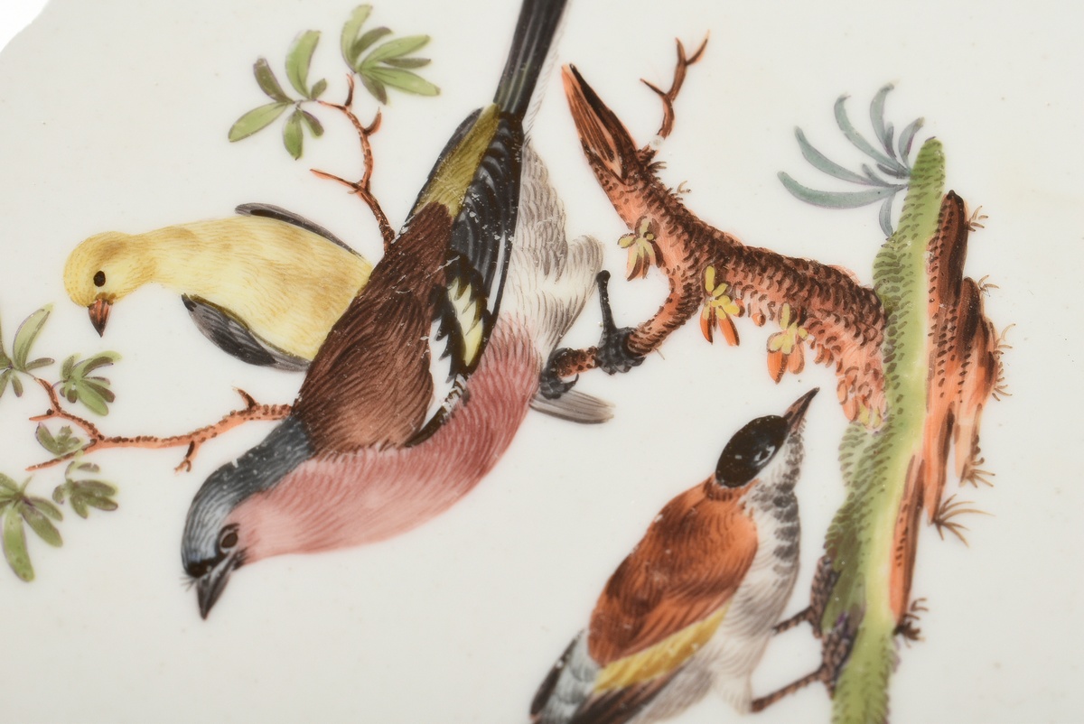 21 Pieces Meissen service with polychrome "Bird and Insects" painting on Ozier relief, c. 1750, con - Image 14 of 27