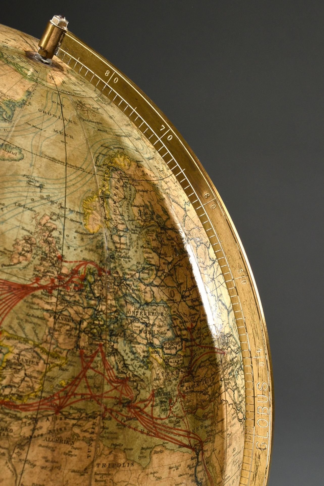 Large world traffic globe of the steamship company Norddeutscher Lloyd Bremen, made in the cartogra - Image 3 of 7