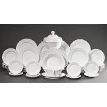 53 Pieces KPM dinner service "Kurland white" with relief border, consisting of: 14 dinner plates (Ø