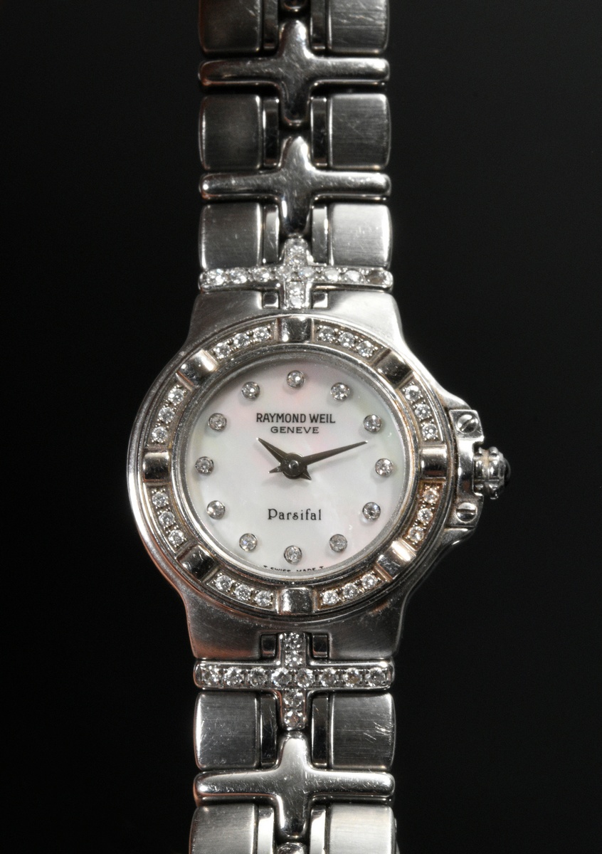 Raymond Weil  Edelstahl Parsifal Armbanduhr mit Diamanten im Brillant- und Achtkantschliff (zus. ca - Bild 4 aus 4
