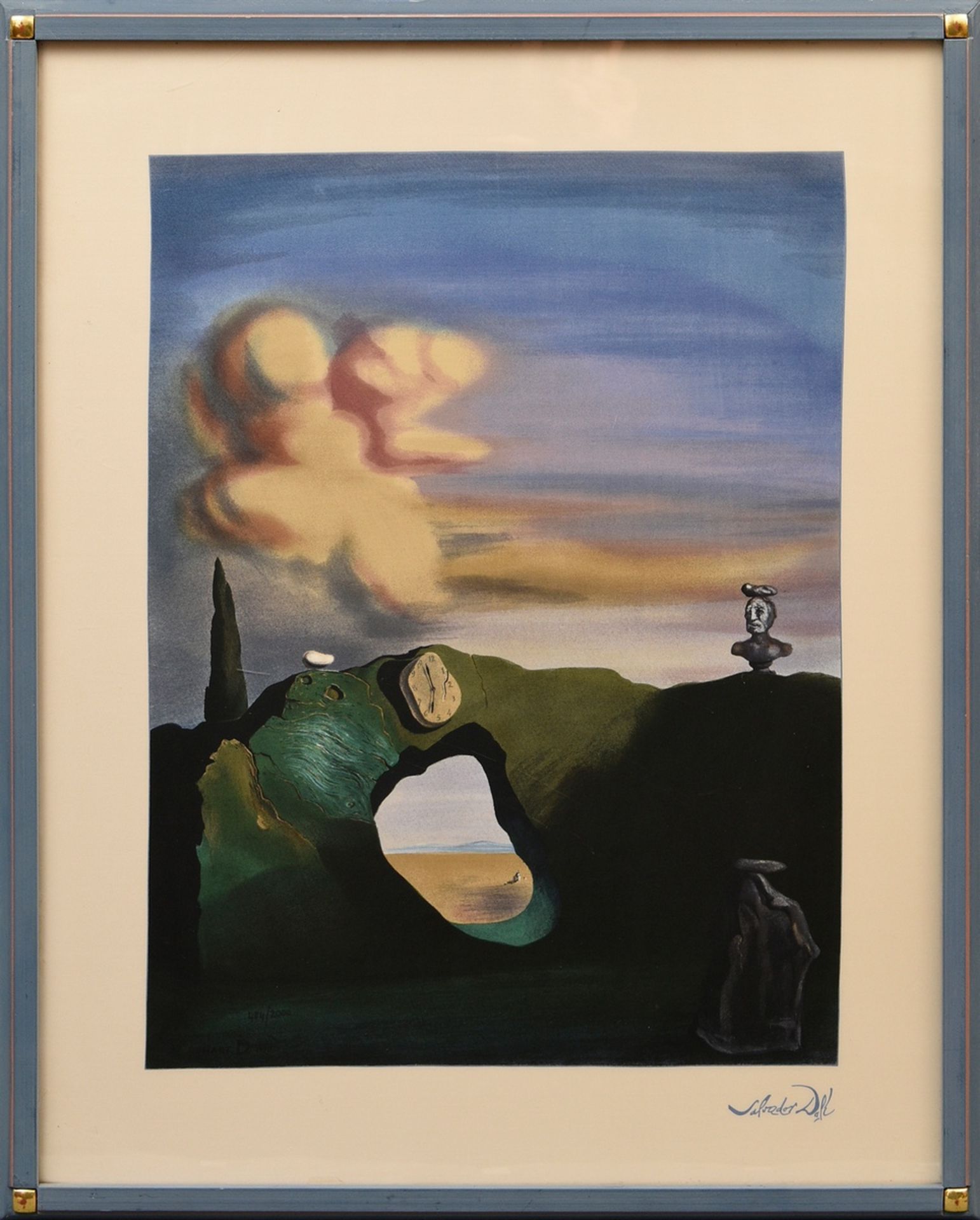 Dali, Salvador (1904-1989) "L'Heure triangulaire", Farbserigraphie auf Seide, 484/2000, mit Zertifi - Bild 2 aus 3