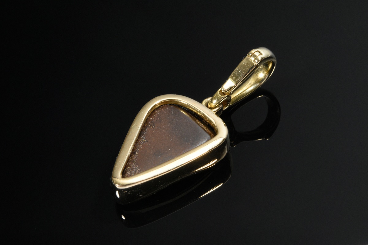 Modern yellow gold 585 boulder opal clip or pendant, 5.6g, l. 3.5cm - Image 2 of 2