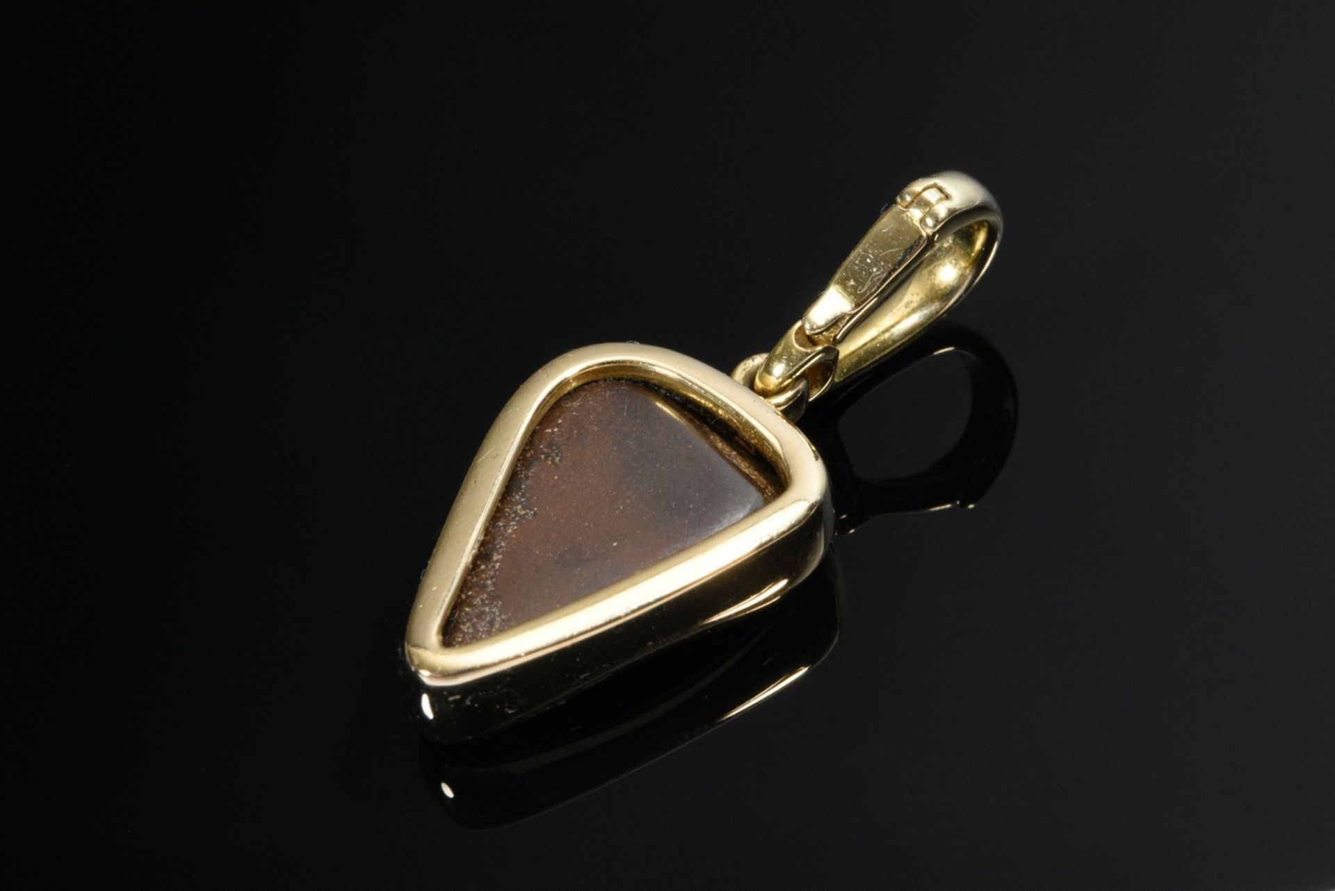 Moderner Gelbgold 585 Boulder Opal Clip oder Anhänger, 5,6g, L. 3,5cm - Bild 2 aus 2