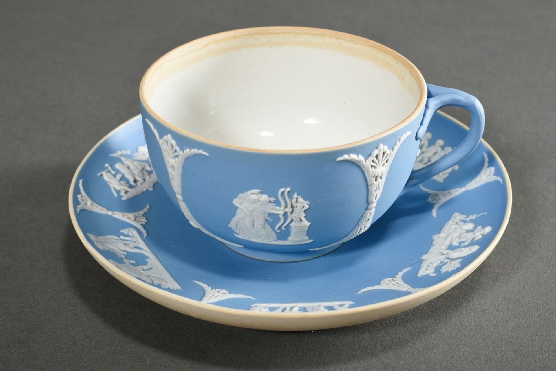 3 Various pieces of Wedgwood Jasperware Solitaire with classic bisque porcelain reliefs on a light  - Image 4 of 8