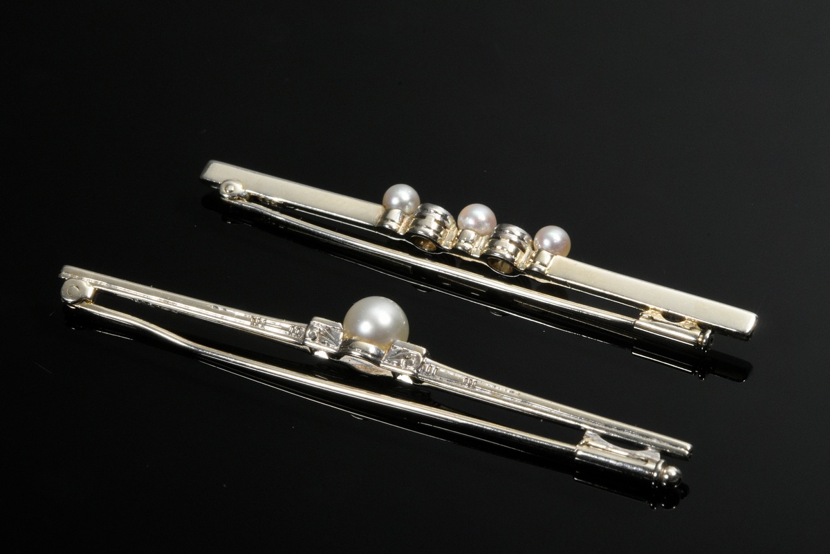 2 Various yellow and white gold 585 needles: 1 with brilliant-cut diamonds (total approx. 0.30ct/SI - Image 2 of 4