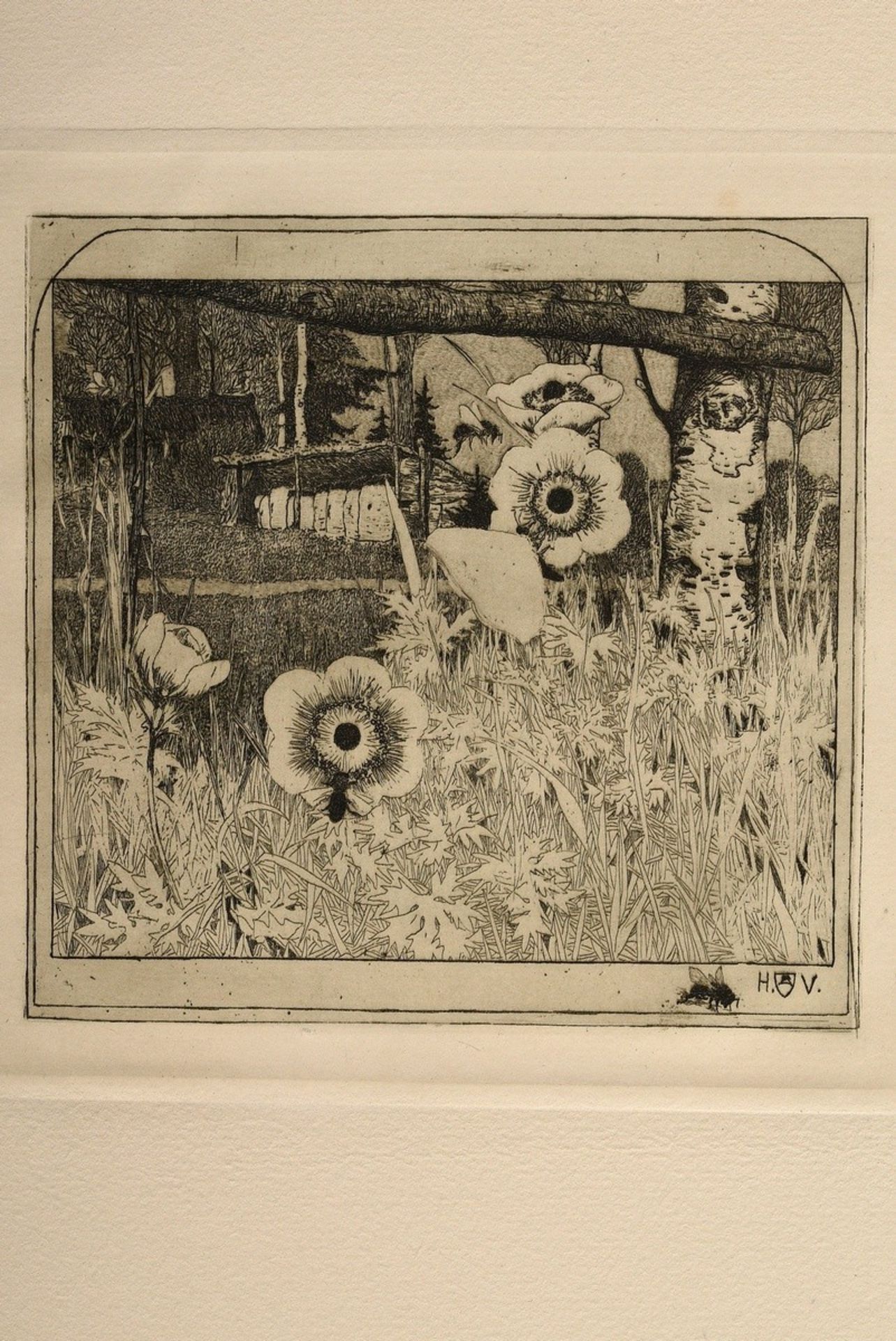 Vogeler, Heinrich (1872-1942) "An den Frühling" 1899/1901, portfolio with 10 etchings and prelimina - Image 5 of 25